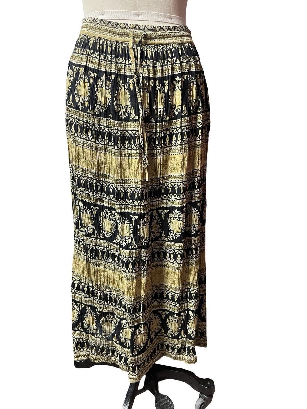 Vtg 90s Mix Nouveau Rayon Crinkle Skirt sz M Boho Maxi Gypsy Hippie Cottagecore